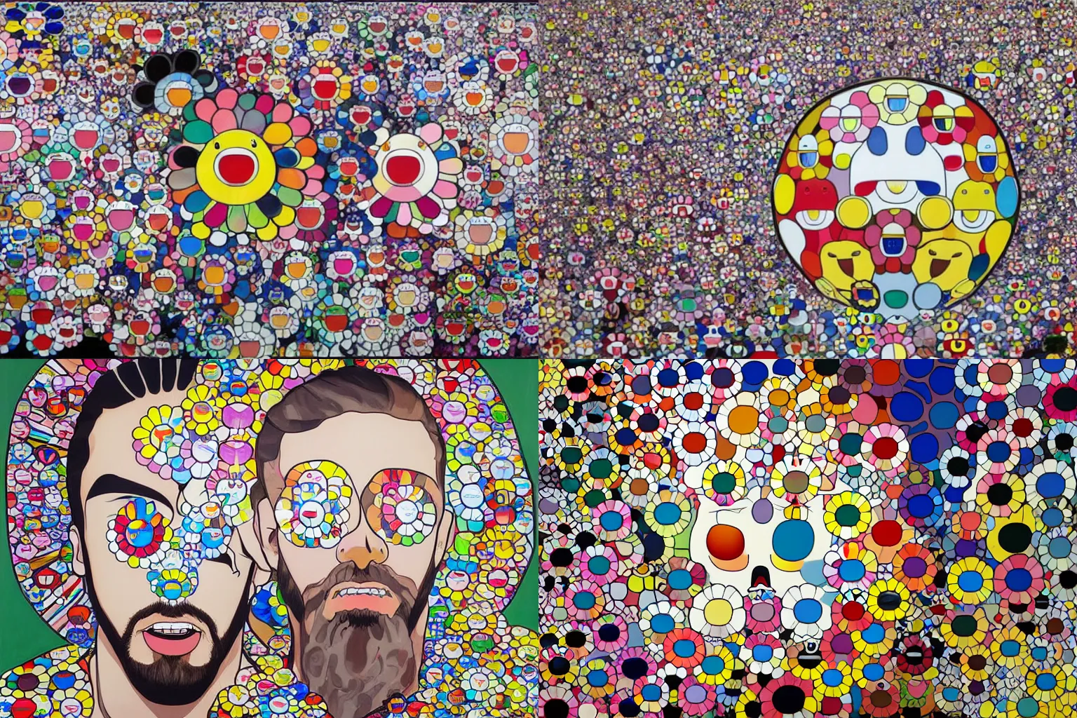 Prompt: Gigachad painted by Takashi Murakami