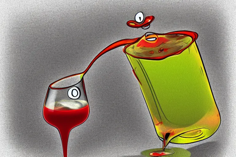 Image similar to an anthropomorphic spilled drink crying, digital art