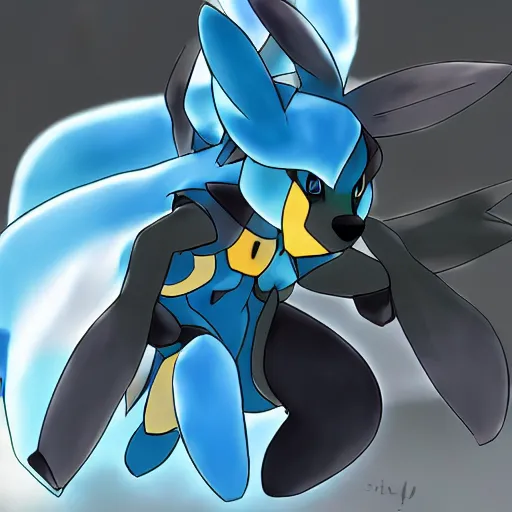 Image similar to Lucario from Pokemon, made by Yoji Shinkawa