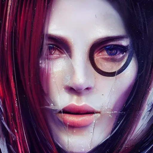 Image similar to A masterpiece portrait of a Incredibly beautiful futuristic high fashion russian model girl with designer mask made of steel and latex. trending on artstation, digital art, by Stanley Artgerm Lau, WLOP, Rossdraws, James Jean, Andrei Riabovitchev, Marc Simonetti, Yoshitaka Amano