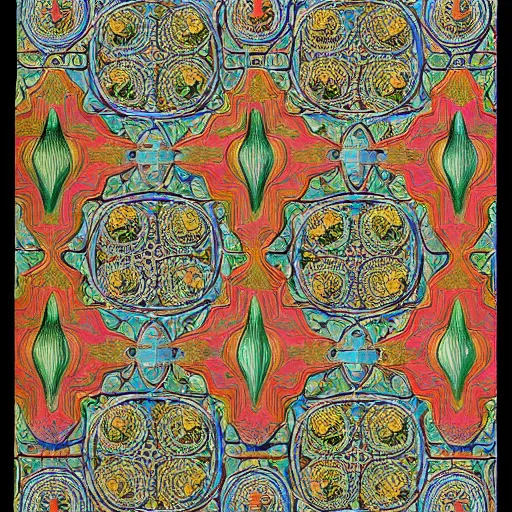 Prompt: highly detailed painting of a baroque pattern by ernst haeckel, by escher, islamic, bright pastel colors