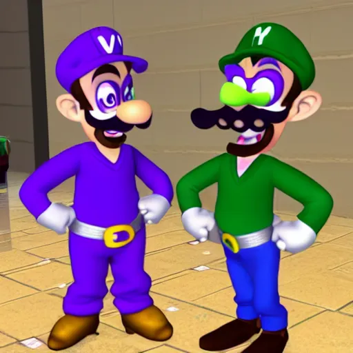 Image similar to Vinny from Vinesauce, Waluigi