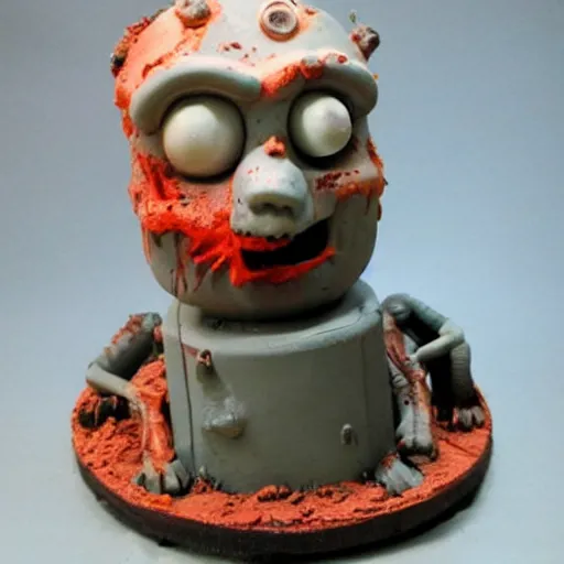 Image similar to thomas the tank engine, zombie, scary, clay sculpture