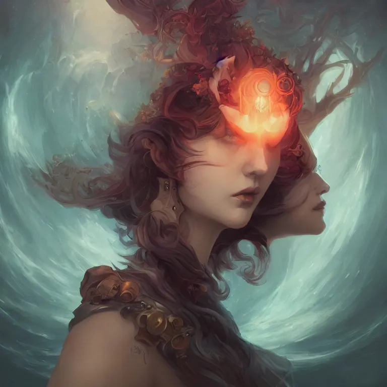 Image similar to portrait beautiful women blindfold, peter mohrbacher, kelly mckernan, epic scene, 4 k, fantasy, colorful, highly detailed, video game