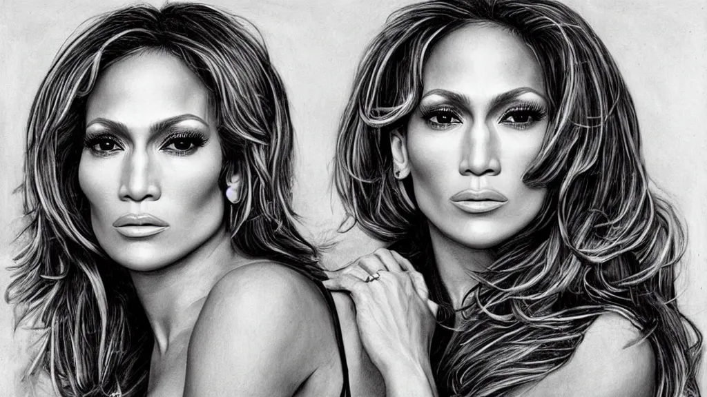 Image similar to hand - crafted indeterminate detailed portrait of jennifer lopez at elderly age of 1 0 5