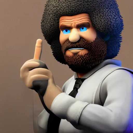 Image similar to 3d render of Bob Ross as a Super Smash bros ultimate character