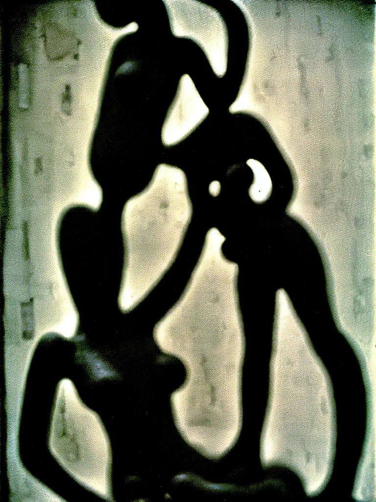 Image similar to extreme harsh lighting antique photograph of biomorphic surreal sculpture of a curvaceous standing figure of enemy of mankind, made of plaster and old circuitry and stained with sumi ink, sculpted by alexander rodchenko and eva hesse, photographed by francesca woodman, tragic grainy shallow depth of field high contrast shocking detail trending on artstation 8 k