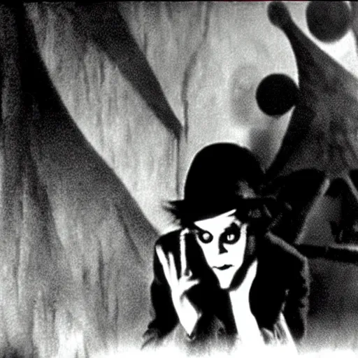 Prompt: cabinet of doctor caligari ( ( still shot from film by guy maddin and gustav dore