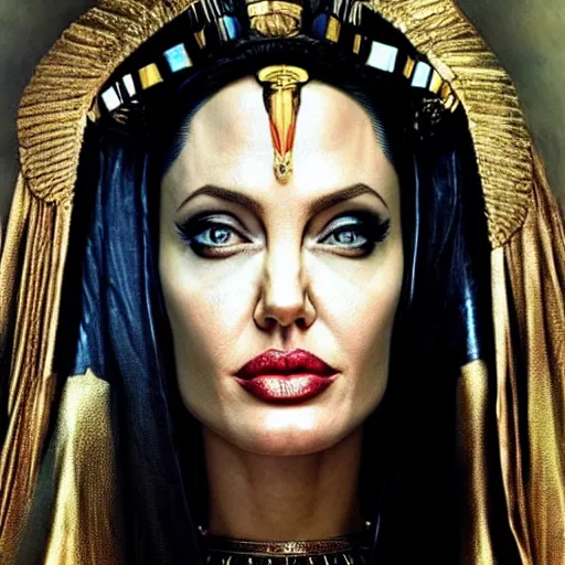 Prompt: an amazing award winning photo of angelina jolie as cleopatra, beautiful masterpiece