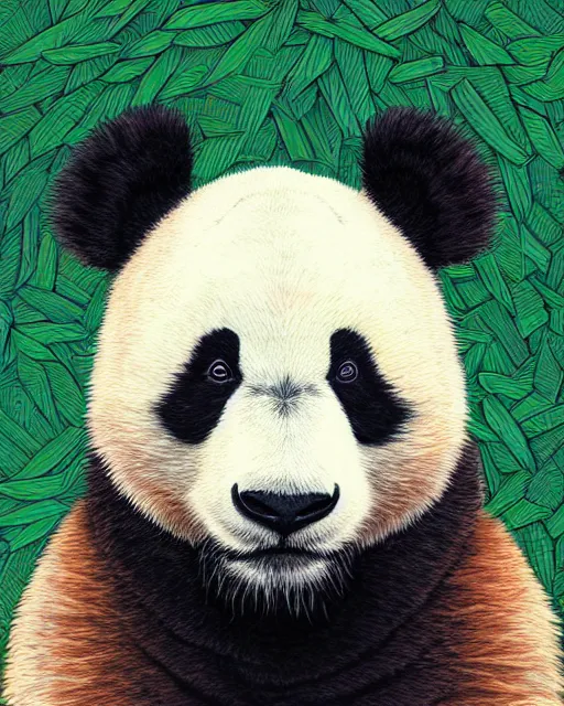 Prompt: panda portrait, dan mumford