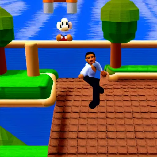 Image similar to Barack Obama in Super Mario 64, gameplay footage,