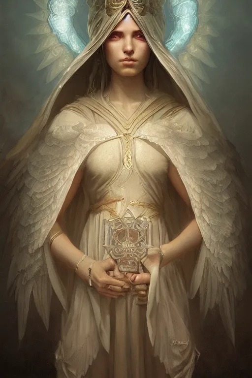 Image similar to A beautiful digital painting of a female Seraphim, princess, intricate, cinematic lighting, highly detailed, digital painting, Artstation, concept art, smooth, sharp focus, illustration, art by Tom Bagshaw, Artgerm and Greg Rutkowski