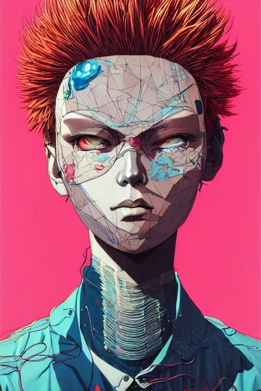 Image similar to prompt : city punk portrait soft light painted by james jean and katsuhiro otomo and erik jones, inspired by akira anime, smooth face feature, intricate oil painting, high detail illustration, sharp high detail, manga and anime 1 9 9 9