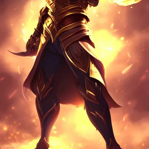 Prompt: Victorian man in golden armor, league of legends wallpapers, artstation trending