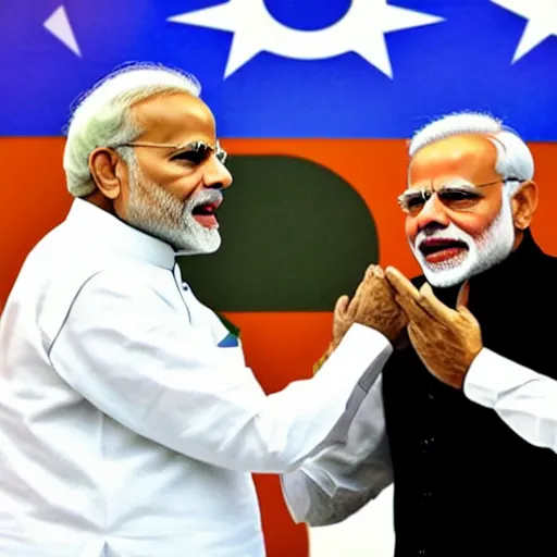 Image similar to Modi slapping a fat pakistani man’s chest