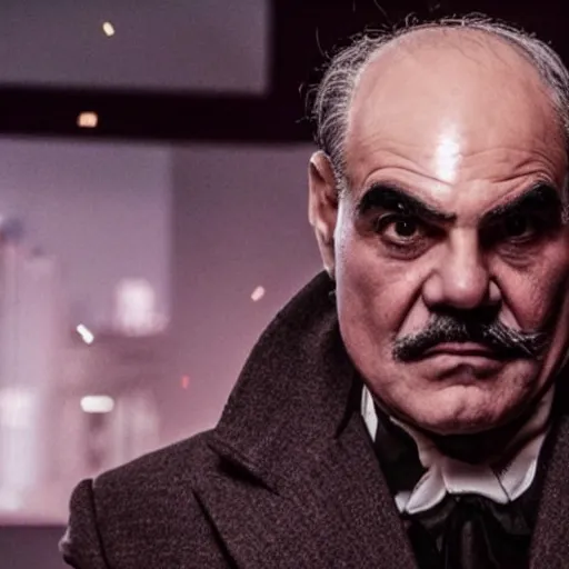 Prompt: david suchet's poirot as cyberpunk