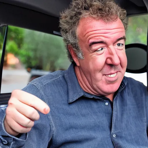 Prompt: Jeremy Clarkson pressing car honk.