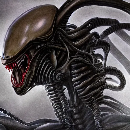 Image similar to a drawing of a xenomorph, artstation hall of fame gallery, editors choice, #1 digital painting of all time, most beautiful image ever created, emotionally evocative, greatest art ever made, lifetime achievement magnum opus masterpiece, the most amazing breathtaking image with the deepest message ever painted, a thing of beauty beyond imagination or words, 4k, highly detailed, cinematic lighting