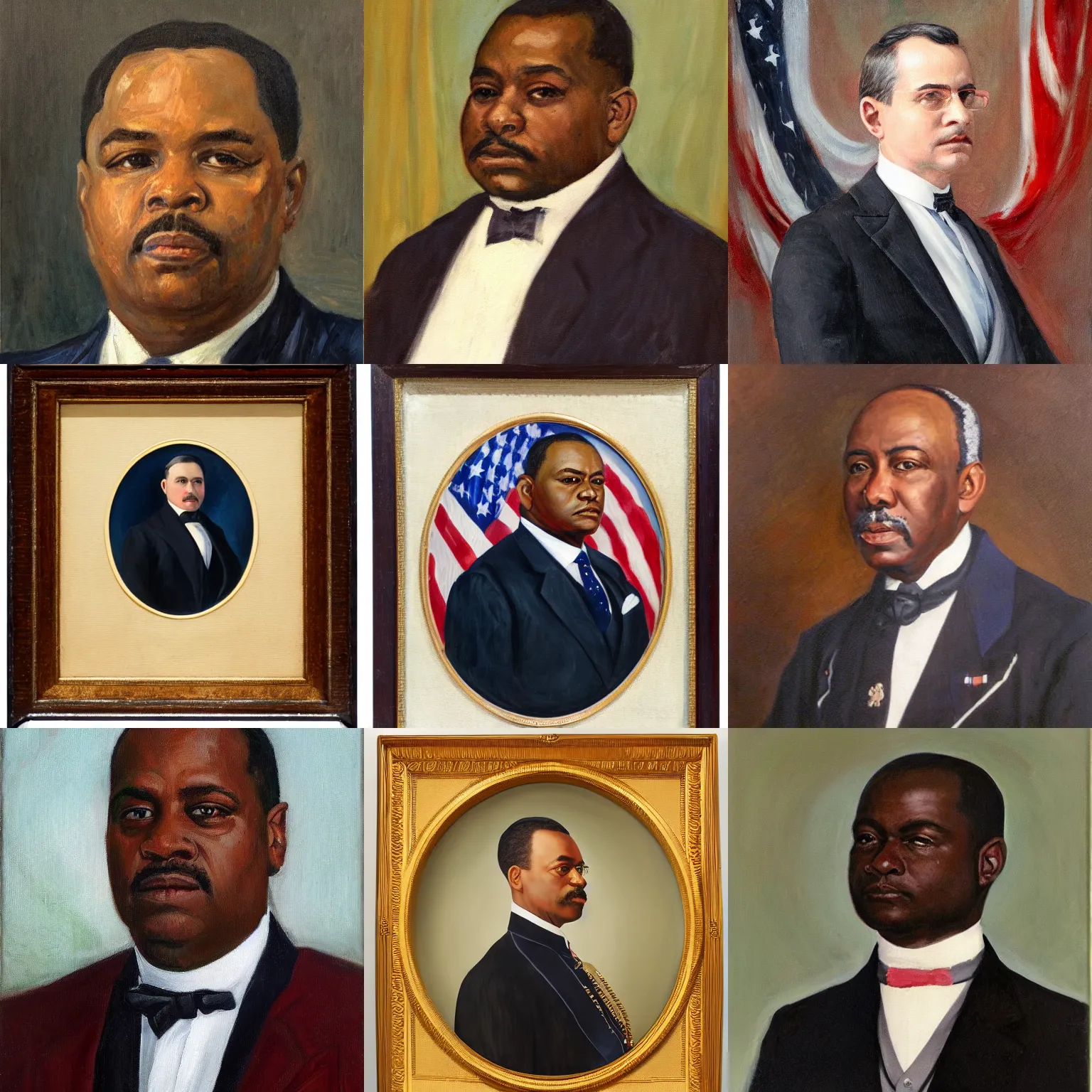 Prompt: Official Portrait of United States President Deshaun Crawford , 1914, Oil on Canvas