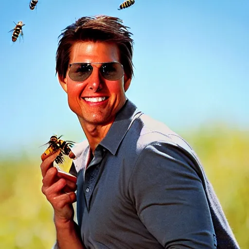 Prompt: Tom Cruise eating honeybees