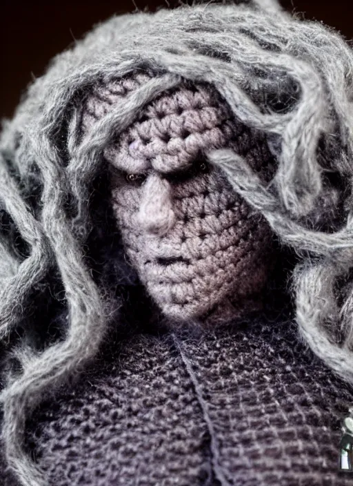 Prompt: crochet of drizzt do'urden, very detailed, complex, intricate, different colors, high quality, Sigma 50mm f/1.4
