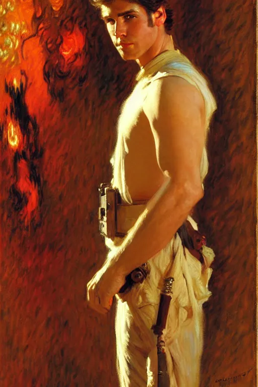 Image similar to attractive male, star wars, painting by, gaston bussiere, craig mullins, j. c. leyendecker, claude monet