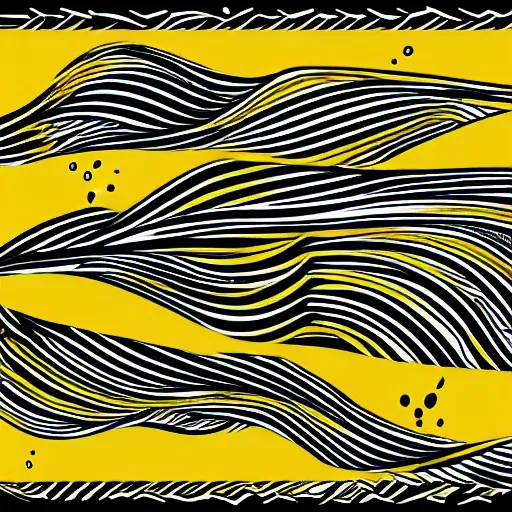 Image similar to tattoo sketch of a ocean, on a yellow canva, maori, ornamental, line art, vector,