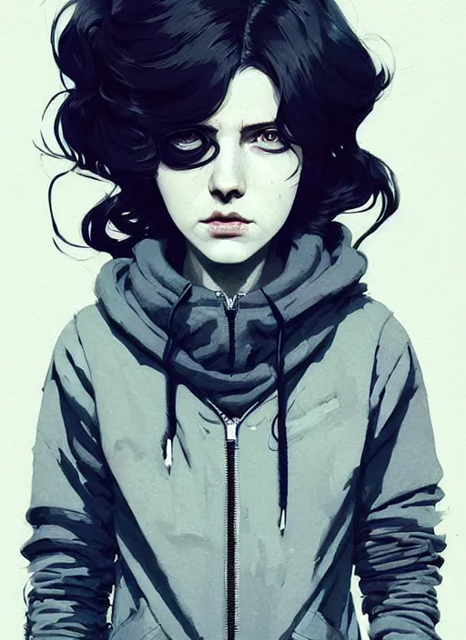 Image similar to highly detailed portrait of a the corpser, tartan hoody, photographic realistic background, ringlet hair by atey ghailan, by greg rutkowski, by greg tocchini, by james gilleard, by joe fenton, by kaethe butcher, gradient blue, black, and white color scheme, trending in pinterest, award winning details