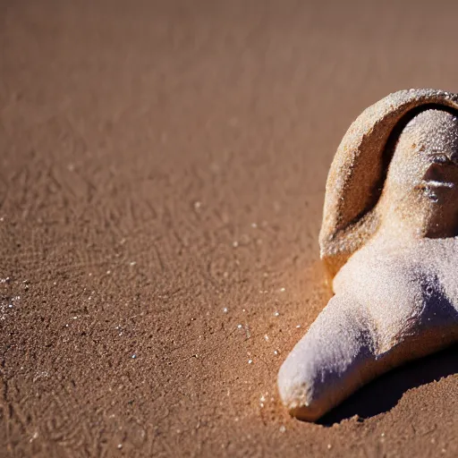 Image similar to salt woman covered in salt shaped like a 30 year old woman in ancient Canaanite clothing, desert drought background. 40mm lens, shallow depth of field, split lighting