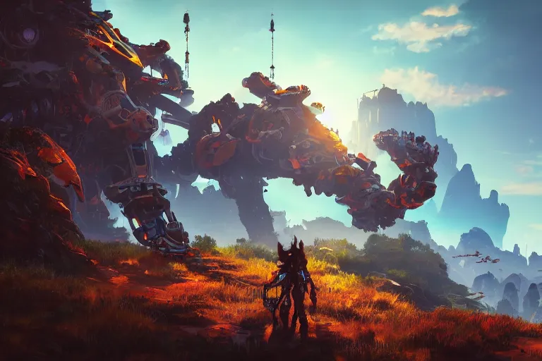 Image similar to scorcher machine mecanical creature robot of horizon forbidden west horizon zero dawn bioluminiscence global illumination ray tracing hdr fanart arstation by ian pesty and alena aenami artworks in 4 k