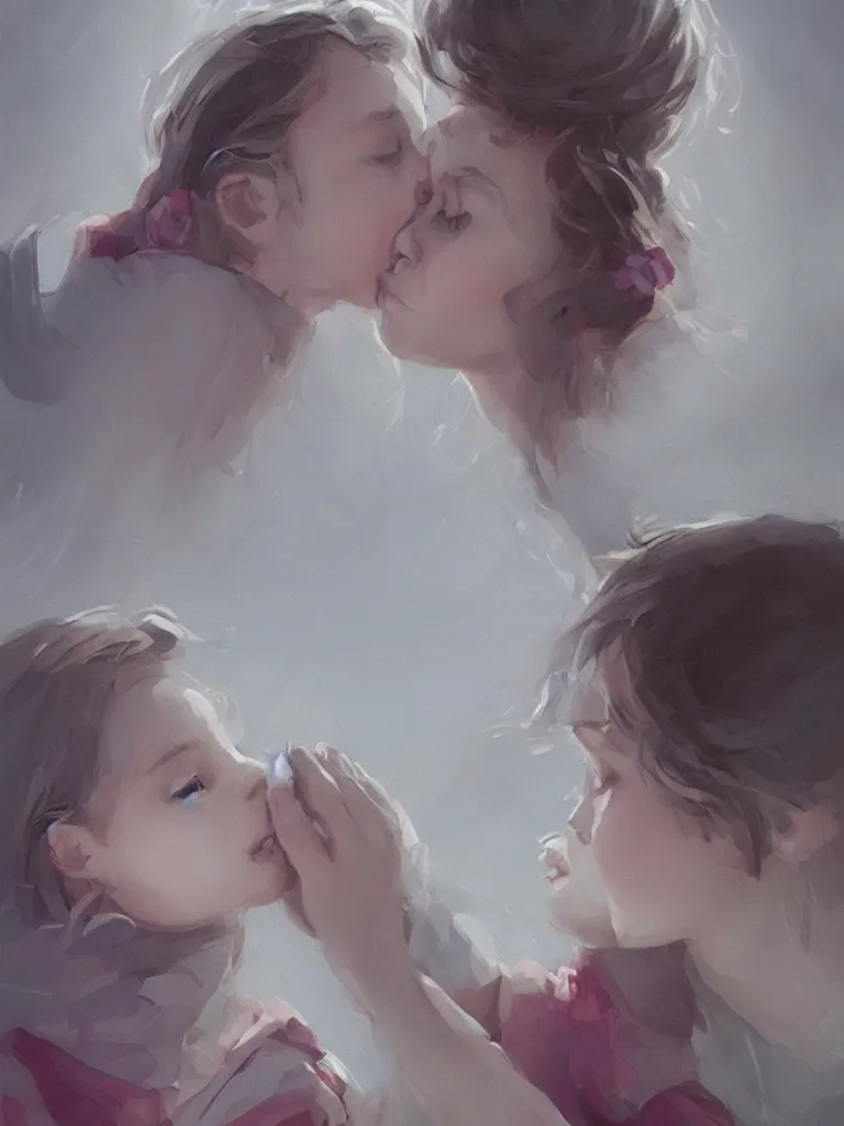 Image similar to kisses, by disney concept artists, blunt borders, rule of thirds, beautiful light