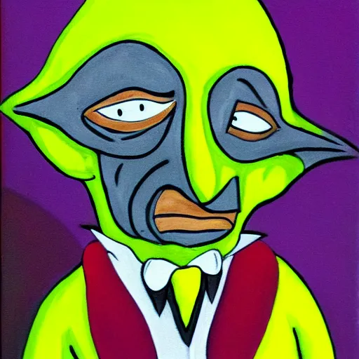 Image similar to pulcinella as mr burns, painted by antoinette kelly