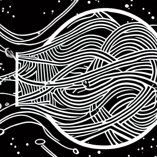 Prompt: machine learning galaxies connection logo line drawing