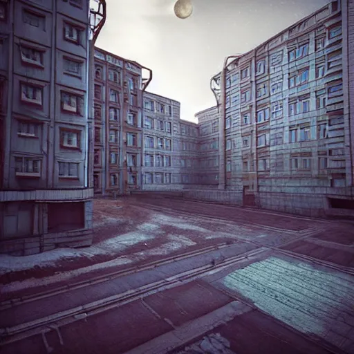 Prompt: soviet style buildings in a city on the Moon, Neo Norilsk, Neo Kyiv, sci-fi, enchanting, photorealistic, intricate, very very beautiful, elegant, smooth, photorealistic, cinematic, Octane renderer, by Evgeny Zubkov, by Marat Zakirov, trending on Behance