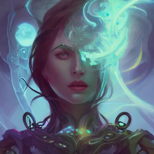 Image similar to portrait of a beautiful supernatural cybernetic emanation, concept art by pete mohrbacher and artgerm and wlop, digital art, highly detailed, intricate, fantasy, mystical, sharp focus, Trending on Artstation HQ, deviantart, unreal engine 5, 4K UHD image