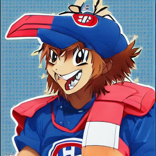 Image similar to anime Portrait of Youppi the Habs Montreal Canadiens Mascot as a very cute powerful and friendly pokemon, highly detailed anime, high evolution, 1990s, legendary, smooth, sharp focus, dynamic lighting, intricate, trending on ArtStation, illustration pokemon, art by WLOP