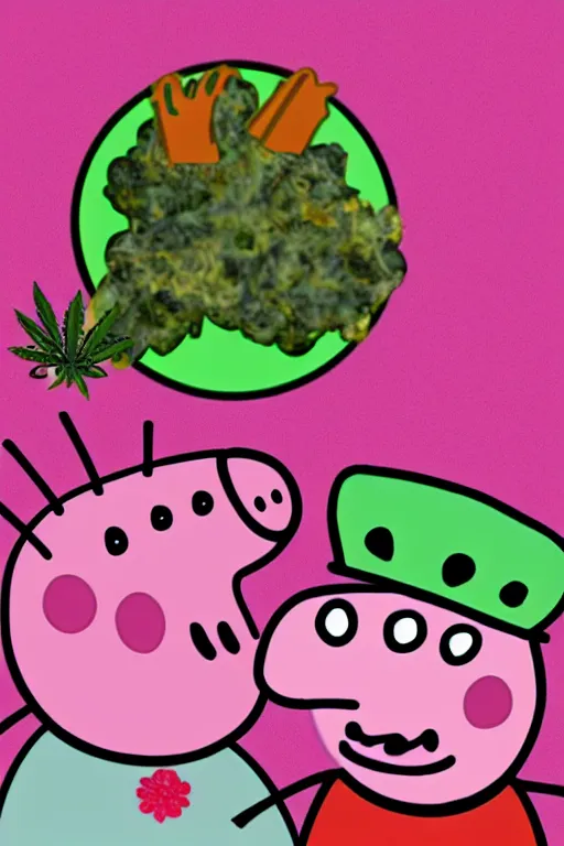 Image similar to Peppa Pig smoking marijuana