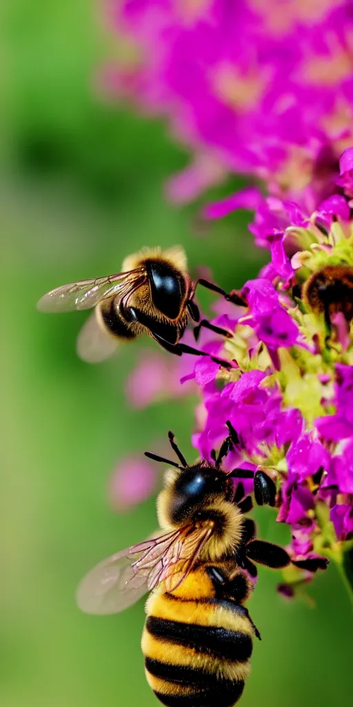 Prompt: macro photo of a bee, professional photography, 8 5 mm, f 2. 8, kodak portra 8 0 0,