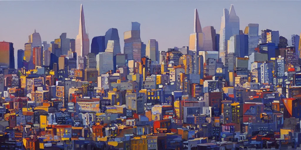 Image similar to new painting of San Francisco city by Greg Aronson, artstation