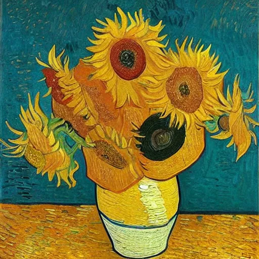 Image similar to sunflowers in the style of van gogh