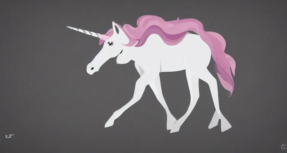 Image similar to tired unicorn, vector art, white background, trending on Artstation, CGSociety