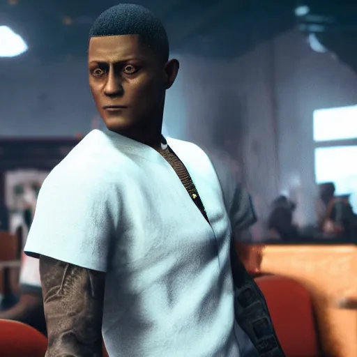 Prompt: a videogame still of Lil Boosie in Tekken 7, 40mm lens, shallow depth of field, split lighting