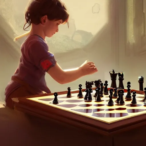 perfectly - kid playing chess with robot, intricate, | Stable Diffusion ...