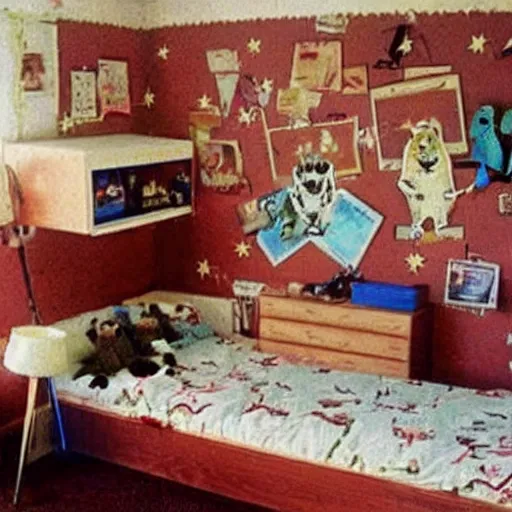 Image similar to a photo of the typical australian, 1 0 year old boy's bedroom in the year 1 9 9 4