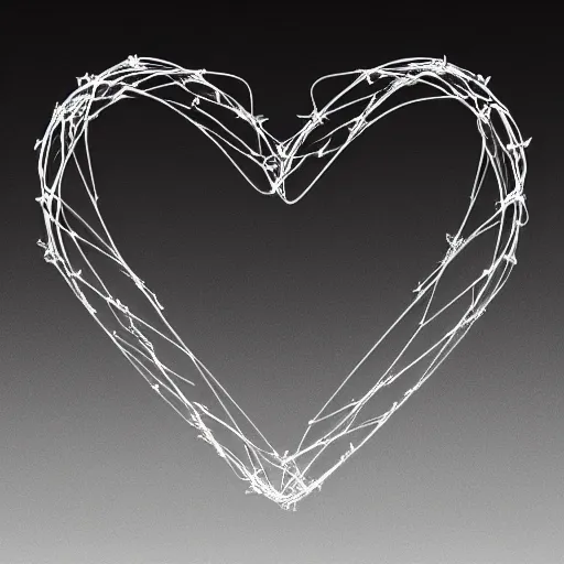 Prompt: burning heart shaped diamond is entangled in barbed wire, noir, movie poster, ethereal, concept art, unreal engine hyperreallistic render 8k