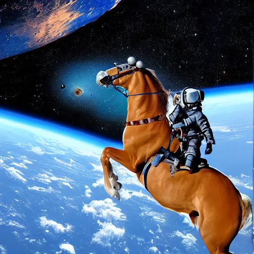 Image similar to astronaut riding a horse in space