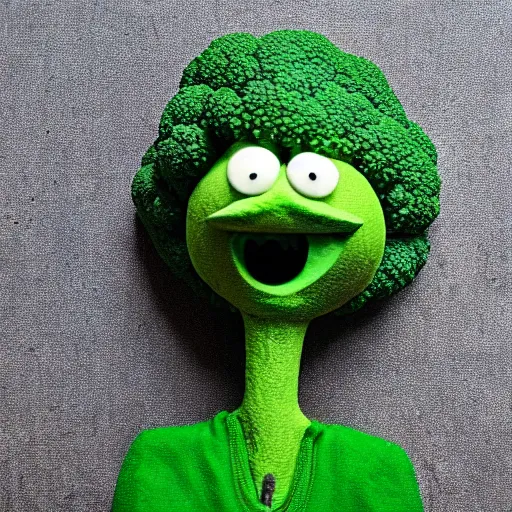 Image similar to claymation anthropomorphic broccoli complaining about the rain
