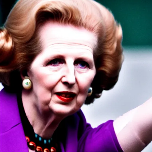 Prompt: Margaret Thatcher bowling, 4k photo