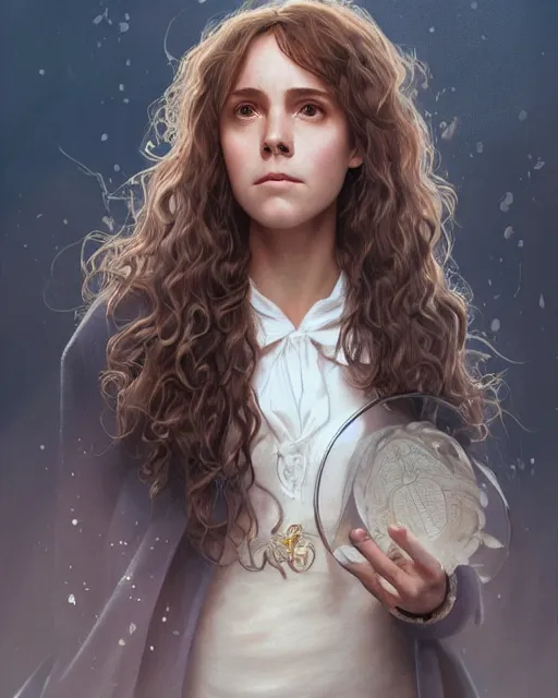 Image similar to ultra realistic illustration, hermione granger from the chamber of secrets, intricate, elegant, highly detailed, digital painting, artstation, concept art, smooth, sharp focus, illustration, art by artgerm and greg rutkowski and alphonse mucha