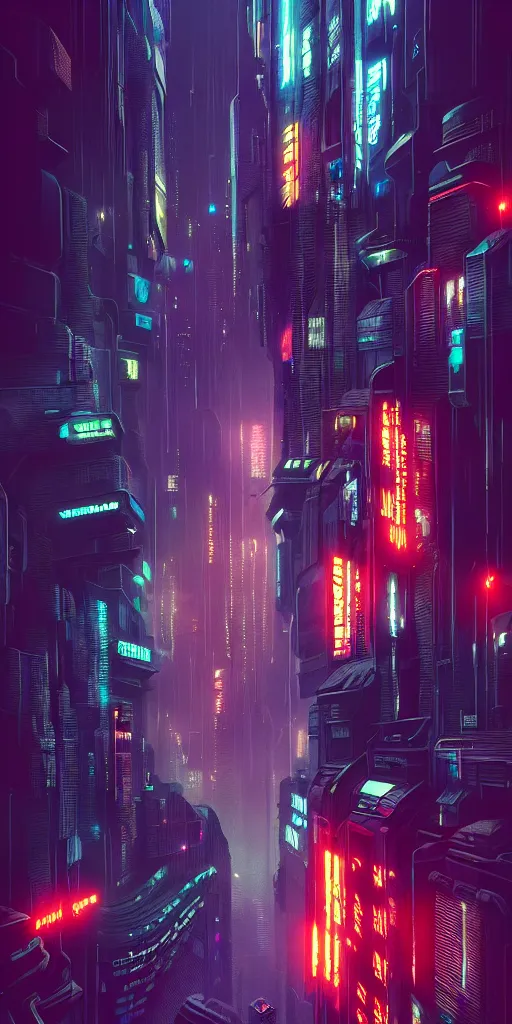 Image similar to epic cyberpunk cityscape : : blade runner, james guilleard, beeple, laurie greasley, dan mcpharlin : : ornate, dynamic, particulate, rich colors, intricate, elegant, highly detailed, centered, artstation, smooth, sharp focus, octane render, 3 d